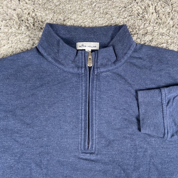 Peter Millar Other - Peter Millar Crown Comfort 1/4 Zip Pullover Men Large Blue Heathered Cotton Logo
